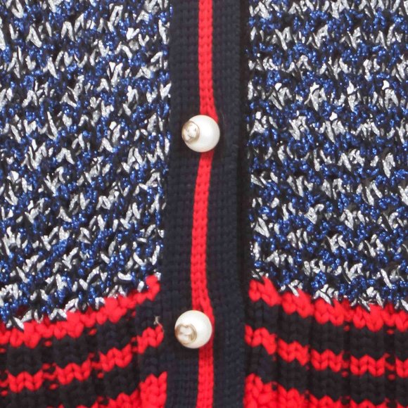 Gucci Metallic Knit Cardigan with Wool Trim - Picture 4 of 5